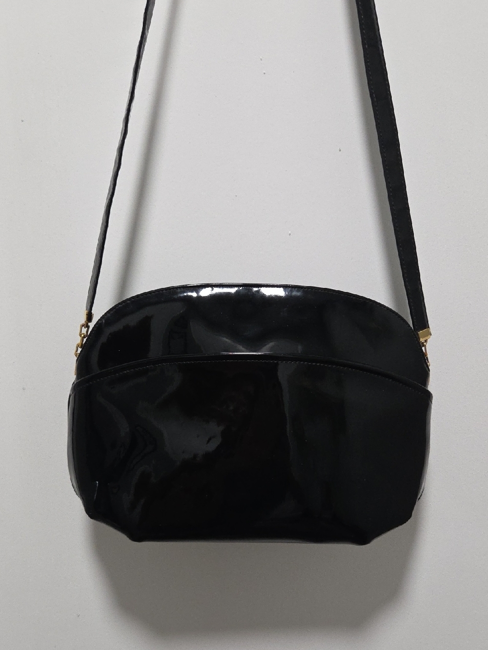 Koret Black Patent Crossbody Bag with Gold Hardware